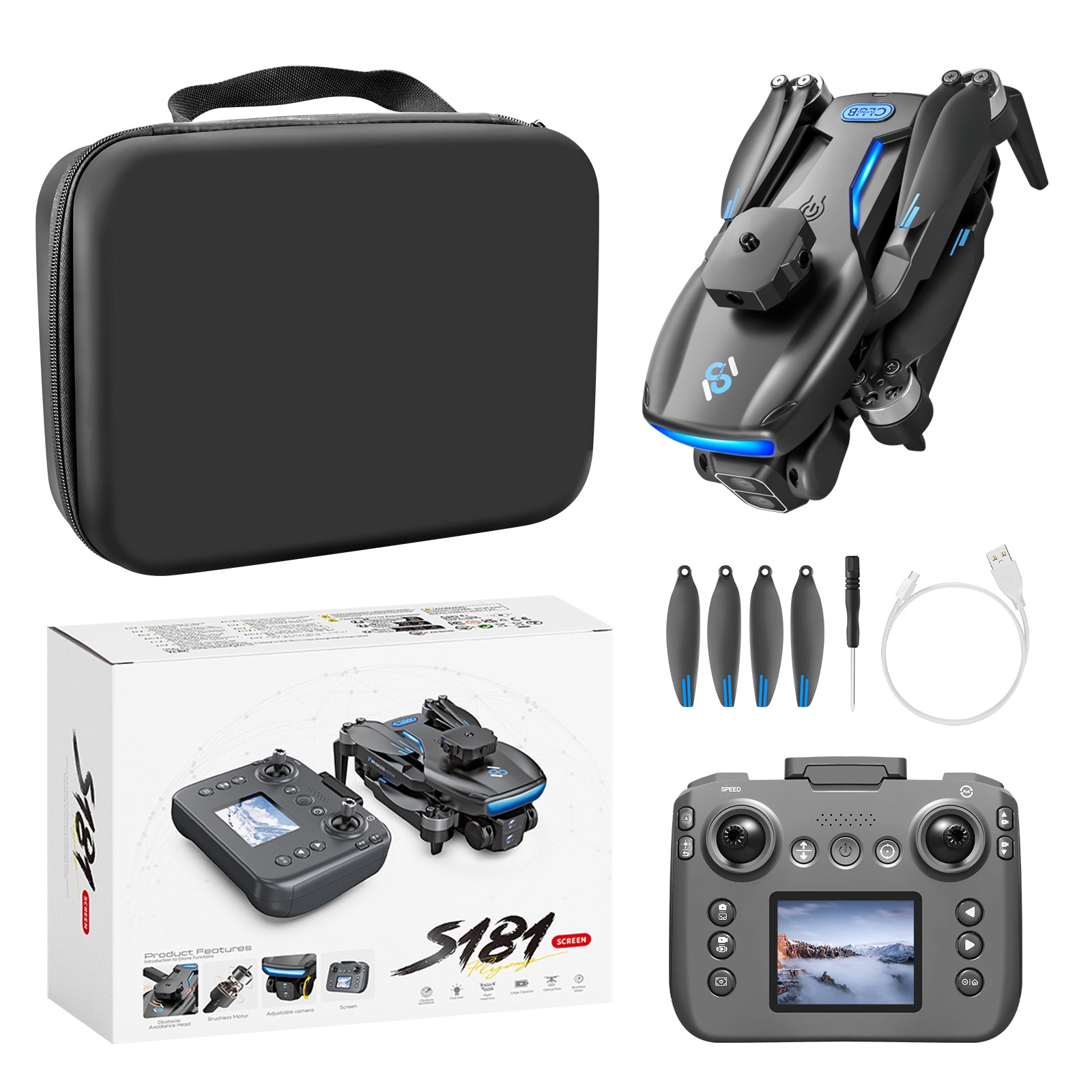 S181 GPS Drohne mit Brushless-Motor & Hinderniserkennung – One-Key-Return Quadcopter