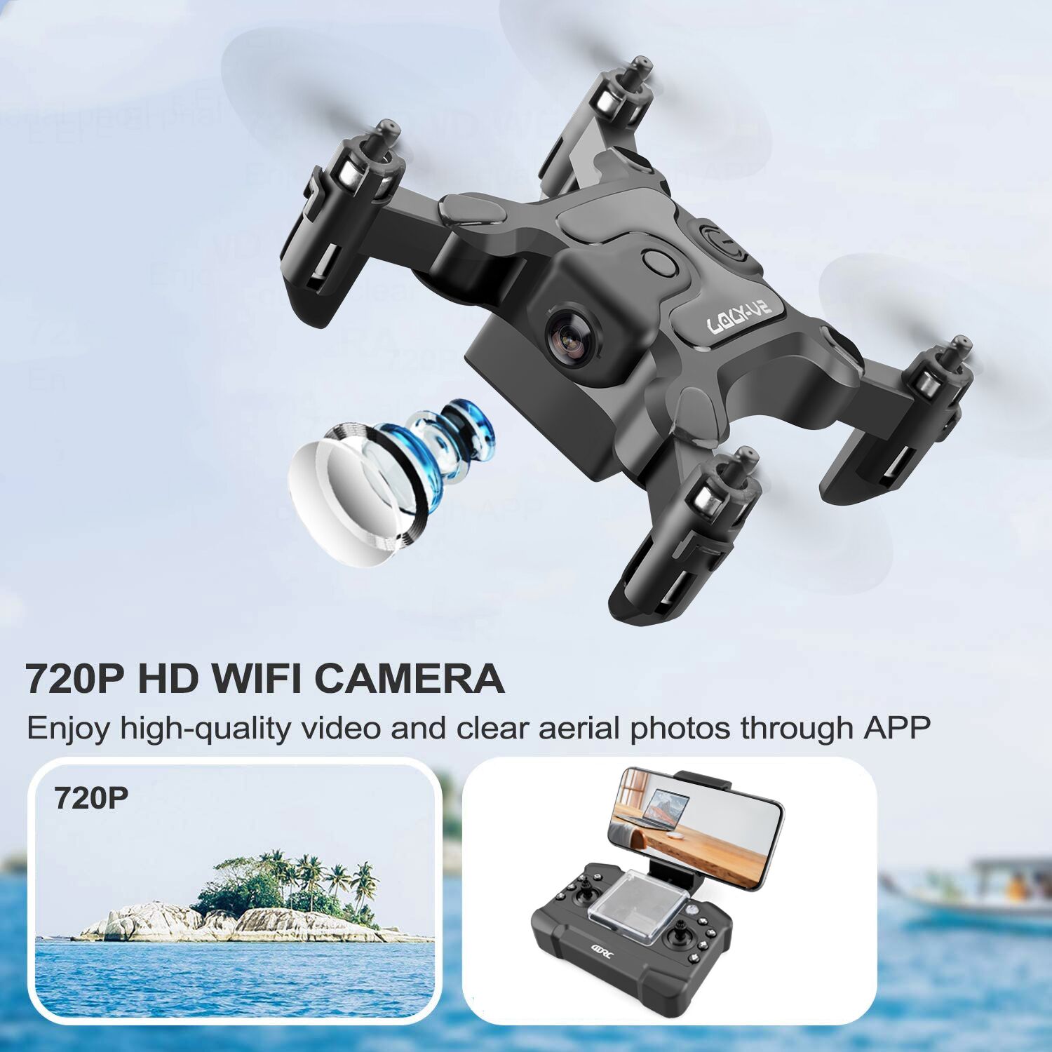 Mini Drohne mit 720P HD Kamera – WiFi FPV, App-Steuerung & faltbare Arme