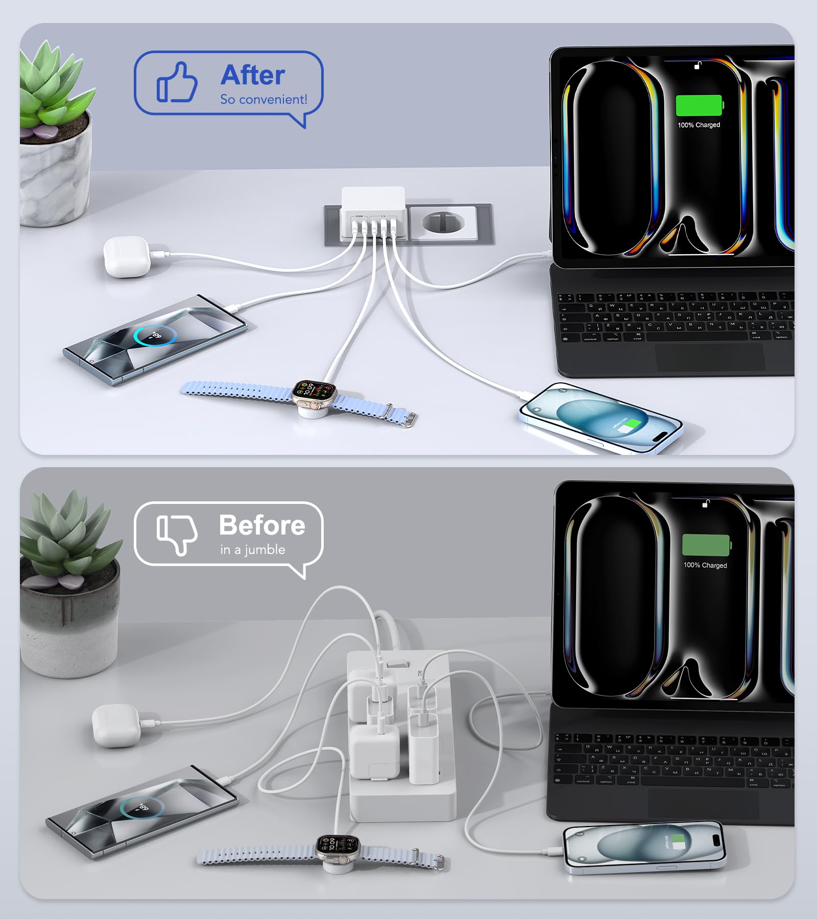 4-Port USB Ladekopf – Schnellladegerät für iPhone & Samsung | 2C + 2A