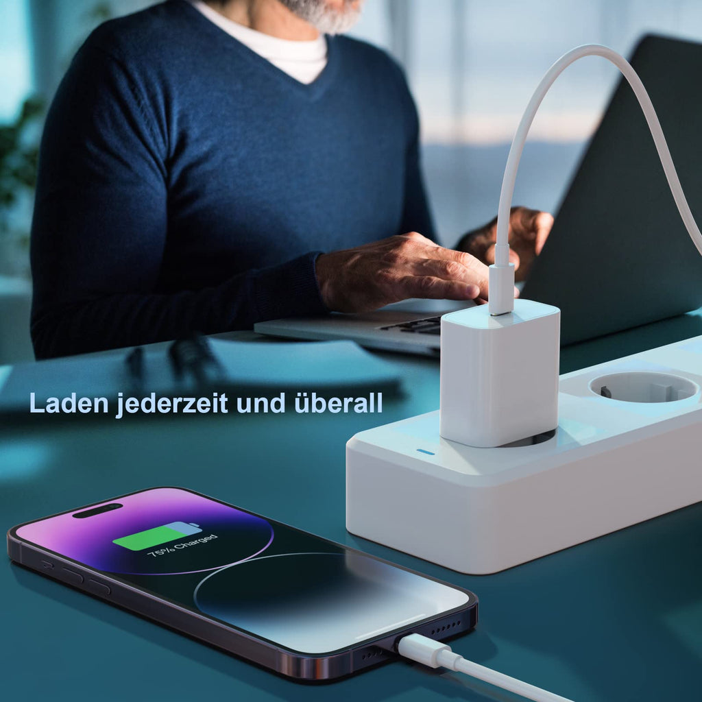 USB-C Ladegerät mit 4-in-1 Datenkabel – Schnellladen für alle Geräte